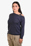 Brunello Cucinelli Grey Cashmere Silk Monili Beaded One Shoulder Sweater Size M