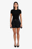 Sacai Dark Blue Mixed-Media Belted Shorts Size 2
