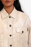 Brunello Cucinelli Cream Metallic Cotton Buttoned Jacket Size 36