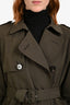 Moncler Green Double Breasted Mid-Length Trench Coat Size 1