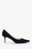 Jimmy Choo Navy Suede Pointed Toe Kitten Heel Size 40