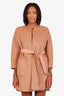 Max Mara Studio Pink/Brown Wool Reversible Belted Coat Size 0