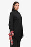 J.W. Anderson Black Cotton Poplin Blouse With Printed Silk Cuff Ties Size 8 US