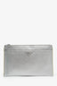 Prada Silver Metallic Saffiano Leather Clutch