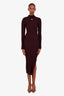 Courreges Purple Logo-Embroidered Ribbed Polo Midi Dress Size S