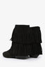 Saint Laurent Black Suede Fringe Ankle Boots Size 36
