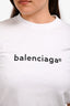 Balenciaga White/Black Cotton Logo T-Shirt Size L