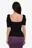 Frame Black Ruched Square Neck Betty Top Size XS