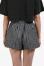 Ganni Black/White Gingham Shimmery Drawstring Shorts Size 32