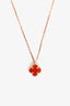 Van Cleef & Arpels 18k Rose Gold Carnelian Sweet Alhambra Pendant Necklace