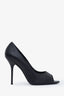 Gucci Black Guccissima Peep Toe Heels Size 39
