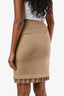 Prada 2010 Camel Wool Angora Cashmere Ruffled Hem Pencil Skirt Size 36