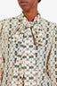 Gucci White Silk Web Kisses Blouse Size 40