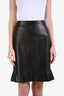 Pre-loved Chanel™ 2004 Black Lambskin Leather Interlocking CC Midi Skirt Size 38