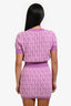 Fendi Purple Cotton FF Monogram Short Sleeve Sweater + Mini Skirt Set Size XS