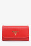 Prada Red Textured Leather Six Ring Key Holder