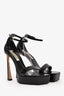 Victoria Beckham Black Patent Leather Platform Heeled Sandals Size 38.5