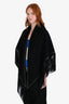 Hermès Black Cashmere Leather Fringe Triangle Scarf