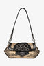 Prada 2004 Black/Beige Crocodile Python Crystal Embellished Shoulder Bag