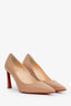 Christian Louboutin Nude Leather Pointed Toe Heels Size 37