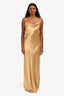 Serenity Gold Silk Cowl Neck Backless Maxi Dress Size XS