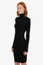 Wolford Black Merino Knit Ribbed Turtleneck Long Sleeve Dress Size M