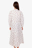 Ganni White Polka Dot Print Poplin Long Sleeve Midi Dress Size 40