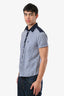 MCQ Alexander McQueen Navy Gingham Check Short Sleeve Polo Shirt Size 48 IT Mens