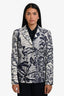 Christian Dior White/Navy Cotton La Temperance Printed Blazer Size 12