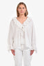 Chloé White Cotton Poplin Eyelet Lace Blouse Size 42