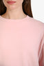 Red Valentino Pink Cotton With Lace Hem Oversized Crewneck Sweater Size S