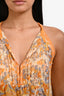 Joie Orange/Grey Printed Silk Sleeveless Top Size XS