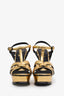 Saint Laurent Gold Embossed Crocodile Tribute Heels Size 37.5