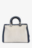 Christian Dior 2013 Beige Canvas/Navy Leather Tote with Strap
