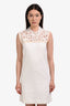 Miu Miu White Embroidered with Crochet Neckline Sleeveless Mini Dress Size XS