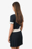 Pre-loved Chanel™ 2014 Blue/White Knit Waist Band Bow Detail SS Mini Dress Size 40
