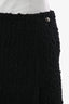 Pre-loved Chanel™ Black Wool Tweed 'Lions Head' Button Mini Skirt Size 36