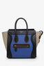 Celine Blue/Black/Beige Leather Micro Luggage Tote
