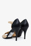 Pre-loved Chanel™ Beige/Black Leather Open Toe CC Heels Size 40.5