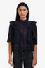 Isabel Marant Etoile Navy Embroidered Top Size 38
