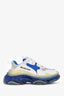 Balenciaga White/Blue Mesh Triple S Sneakers Size 36