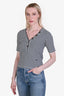 Frame Navy/White Cotton Striped Henley Tee Size S