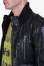 Gucci Black Leather Bomber Jacket Size 50 Men's