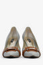 Dolce & Gabbana Light Blue/Brown Leather Buckle Detail Pointed Toe Heel Size 39