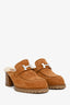 Hermès Suede Goatskin Shearling 'Flore 60' Heeled Mules Size 39