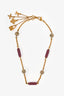 Louis Vuitton Gold Toned/Purple Logo Charms Necklace