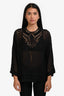 Isabel Marant Etoile Black Eyelet Long Sleeve Top Size 36