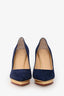 Charlotte Olympia Navy Suede Leather Pointed Toe Platform Dolly Heels Size 37