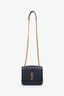Saint Laurent Navy Leather Medium Vicky Matelasse Shoulder Bag