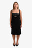 Christopher Kane Black Wool Leather Bralette Cut-Out Detail Velcro Strap Midi Dress Size 8